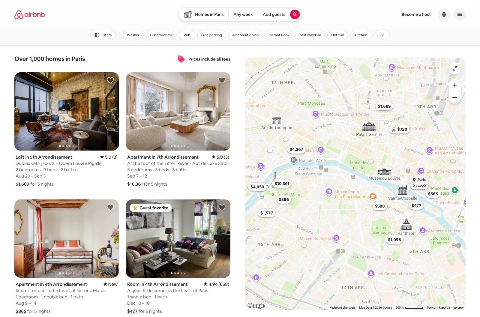 Screenshot of Airbnb