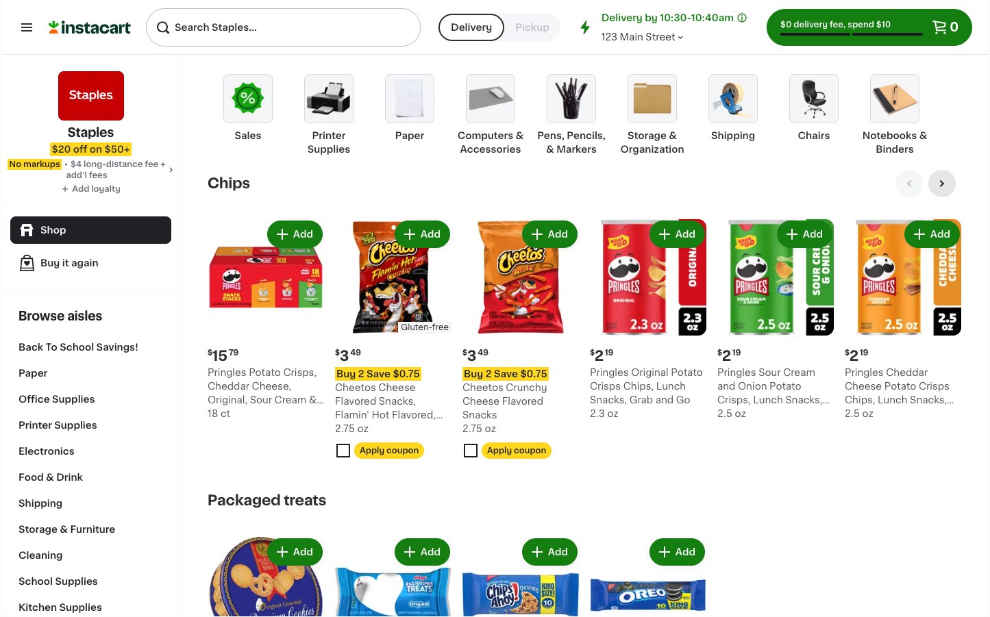 Screenshot of Instacart