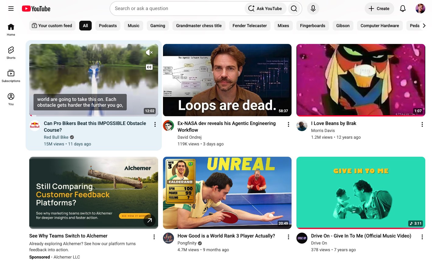Screenshot of YouTube